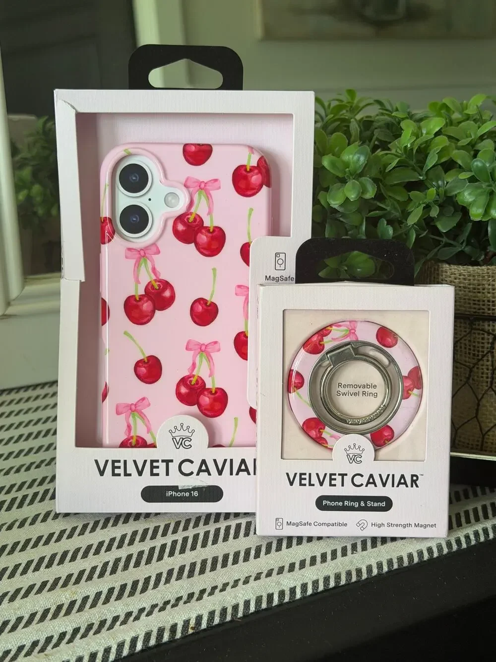 Velvet Caviar Sweet Cherry iPhone 16 MagSafe Case & Grip Ring Stand NIB